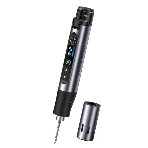 FNIRSI® HS-03 Cordless Soldering Iron, 18650 Removable Battery, USB-C, 212–842℉
